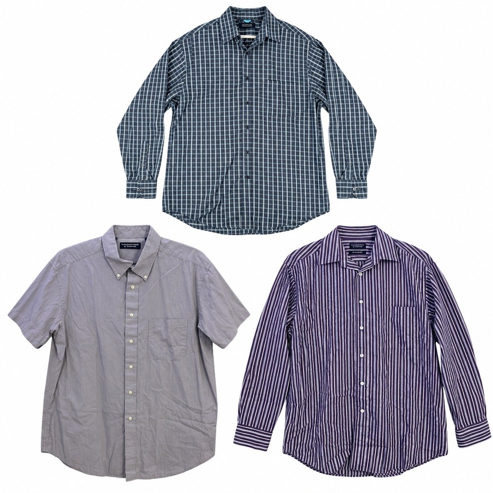 Roundtree & Yorke Lot of 3 Shirts Mens Large Dress Cotton Button Down EUC